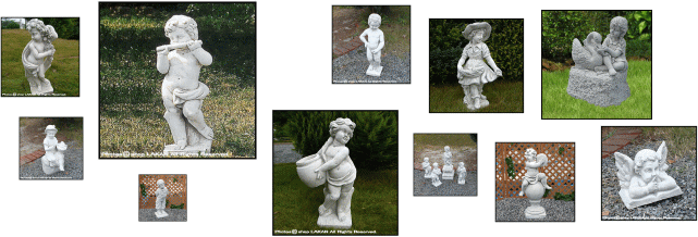 洋風ガーデンにピッタリのイタリア石造の子供像、エンゼル像、天使像 