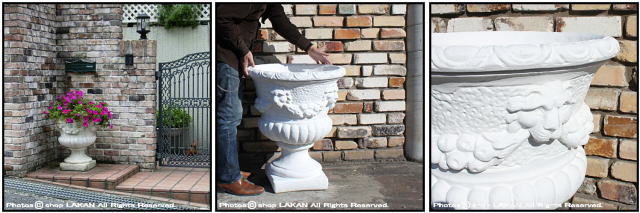 イタリア石像 洋風 庭園 ライオン花鉢 