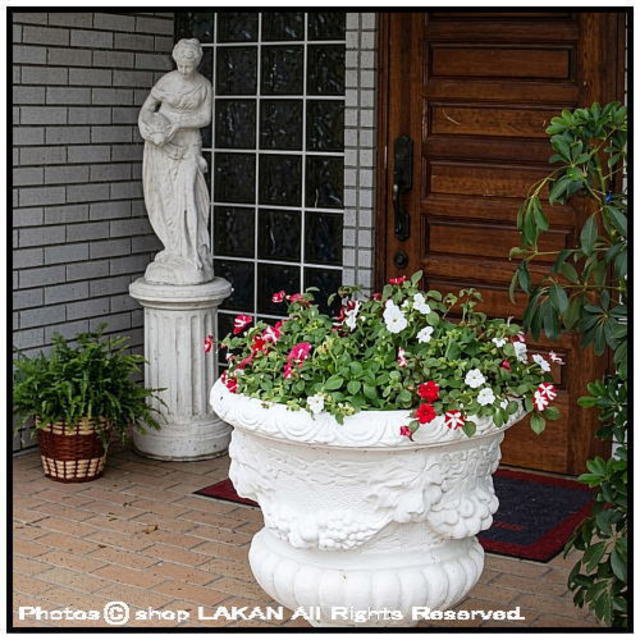 花鉢 石造 ライオン花鉢 カップ型 