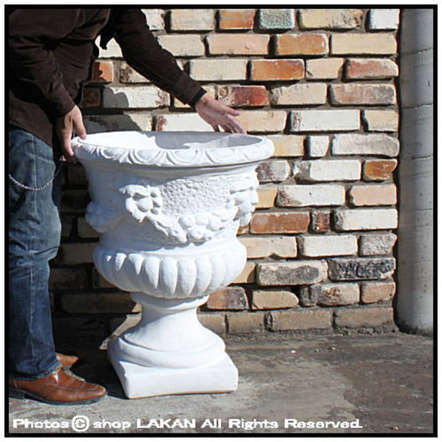 花鉢 石造 ライオン花鉢 カップ型 