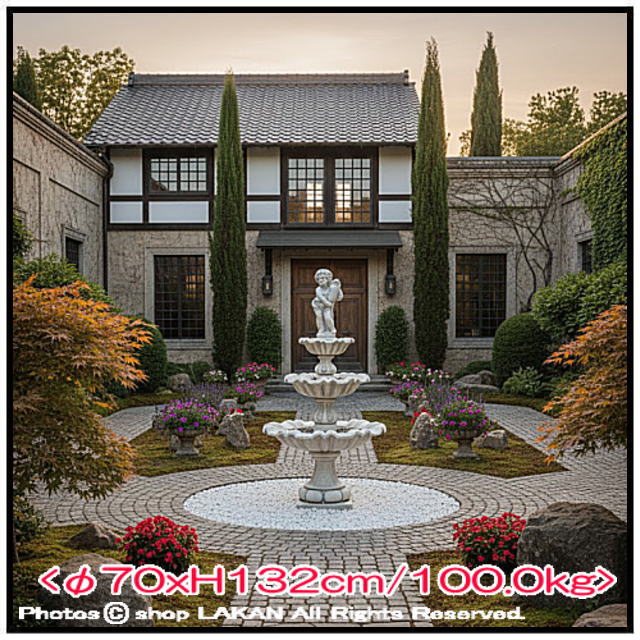 輸入 イタリア 石造噴水 3段  