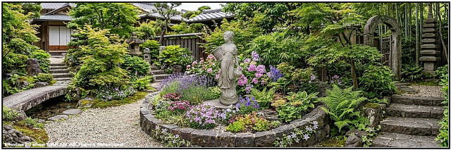 花かごを持つ少女 庭園 彫像 