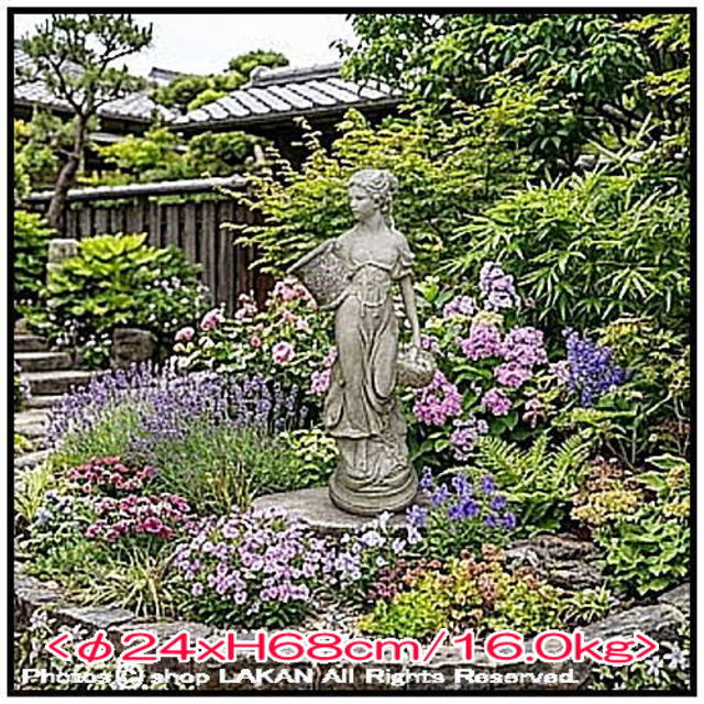 洋風 庭園 花カゴの少女 