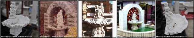 輸入 イタリア 石造壁泉 二人の子供の壁泉 
