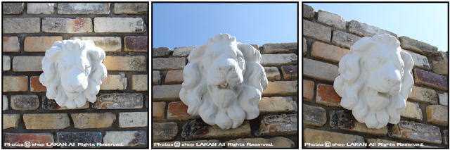 オブジェ 壁面 ライオン 彫像 