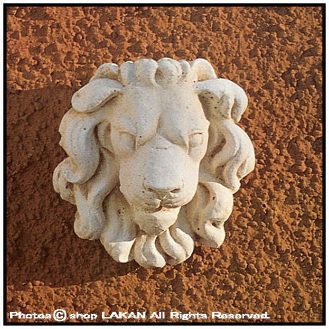 小ライオンのレリーフ W27cm イタリア製 石造 蛇口 動物 オブジェ