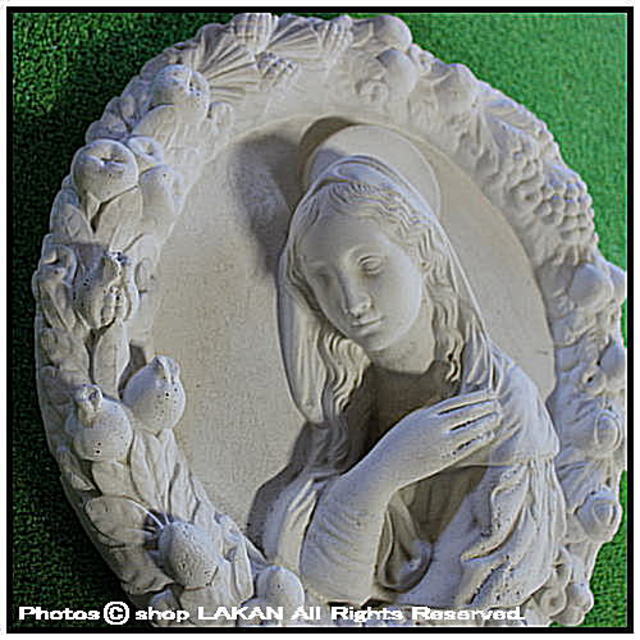 石像 花飾りの少女 オブジェ 石造 