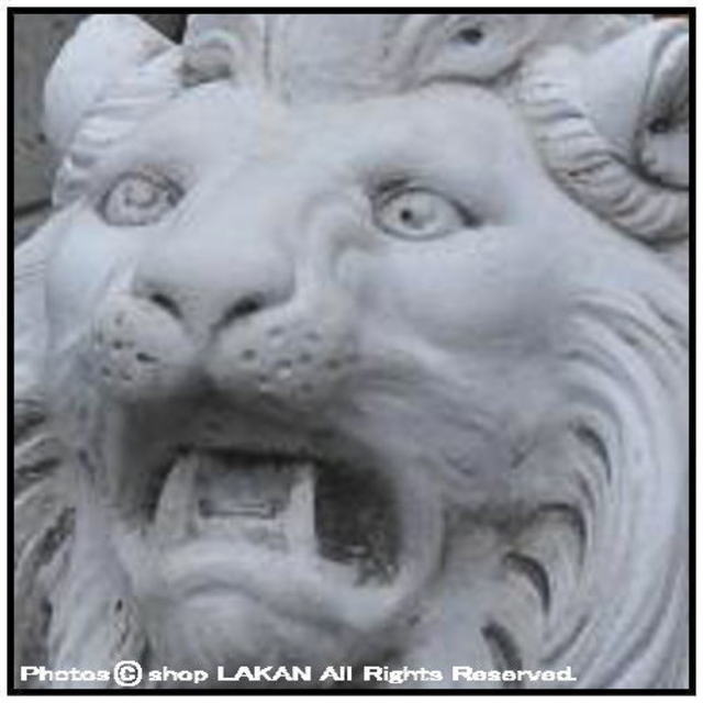 イタリア石像 庭園 ライオン 