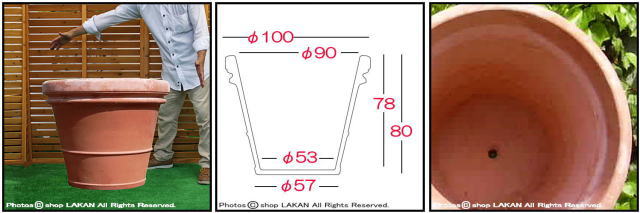  プランター1 輸入 テラコッタ製 植木鉢 ハンドメイド 高級 