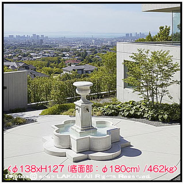 中型噴水 イタルガーデン社 池付 内部配管付 石造噴水 