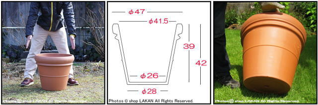 大型テラコッタ鉢　輸入植木鉢　リムポット47　素焼き陶器鉢　トスカーナ　デローマ社　