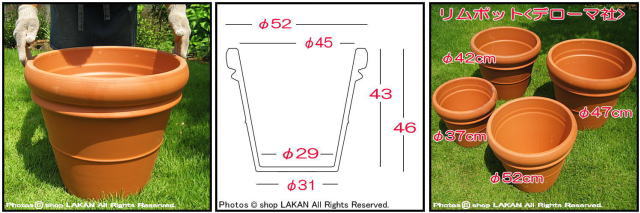トスカーナ デローマ社 大型 テラコッタ鉢 