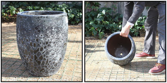 輸入植木鉢 トールラウンド33 釉薬付陶器鉢 ボルカーノ レア感 重厚感 アンティーク調 