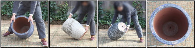 レア感 ボルカーノ 重厚感 釉薬付陶器鉢 輸入植木鉢 