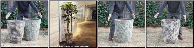 レア感 ボルカーノ 重厚感 釉薬付陶器鉢 輸入植木鉢 Sコニック アンティーク仕上
