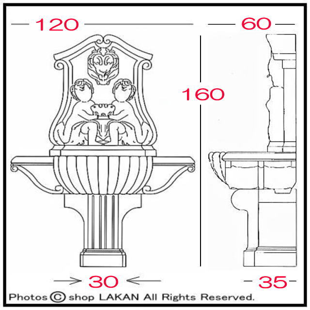 イタリア石像 壁泉 循環式 