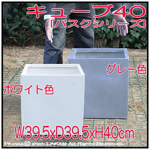 バスク シンプル 正角型鉢 キューブ 