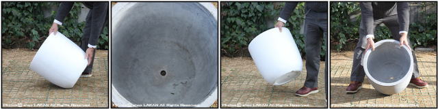ラウンド　大型　円柱型鉢　バスク　ファイバークレイ製　樹脂鉢　軽量　シンプル　輸入鉢　