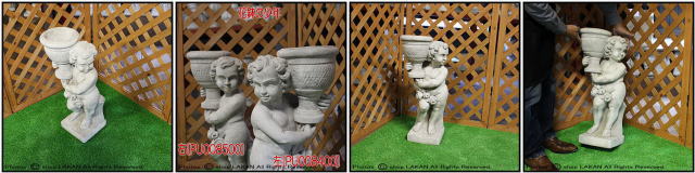 花鉢の少年 石造 花鉢 