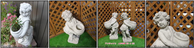 30250円 【未使用品】 イタリア製 石像 プランター アンジェリコ 右 ITALGARDEN PU0147 イタルガーデン 子供像 花鉢 オブジェ