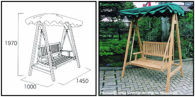 チーク製 ガーデン家具 スィング ラブベンチ